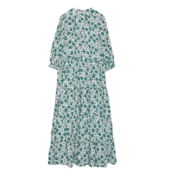 Zara Dresses & Skirts - Zara Oyster Tiered Maxi Dress XS Green White MINT